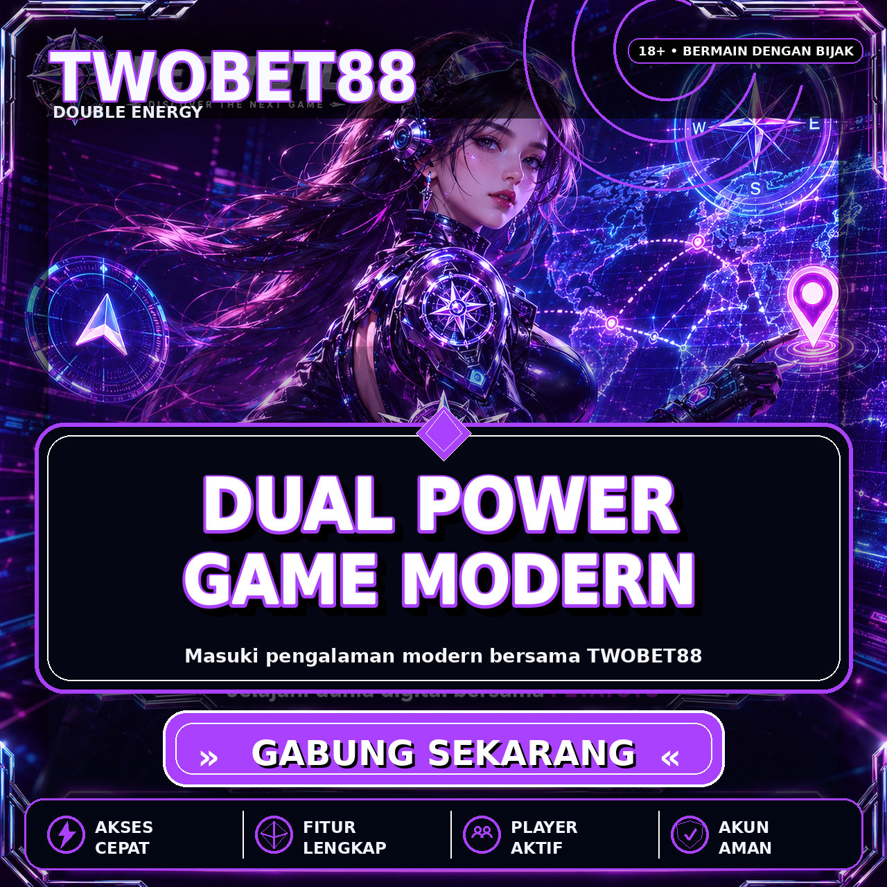 Banner TWOBET88 — ilustrasi layanan dan kategori permainan
